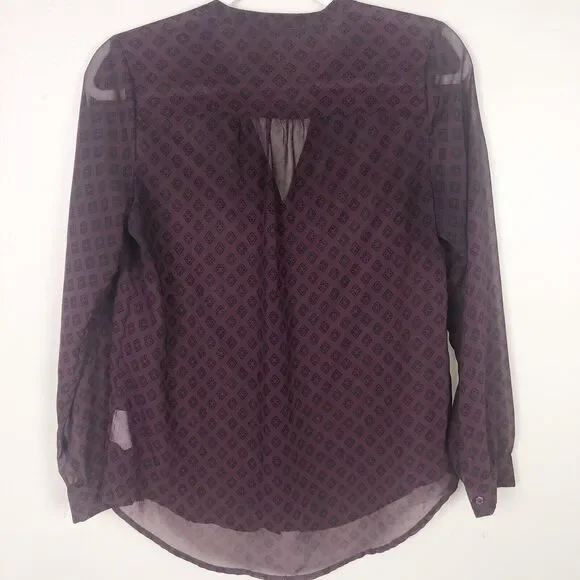 Old Navy Sheer Tops S Long Sleeves Popover Neck Bundle Black White Burgundy Red - Picture 10 of 11